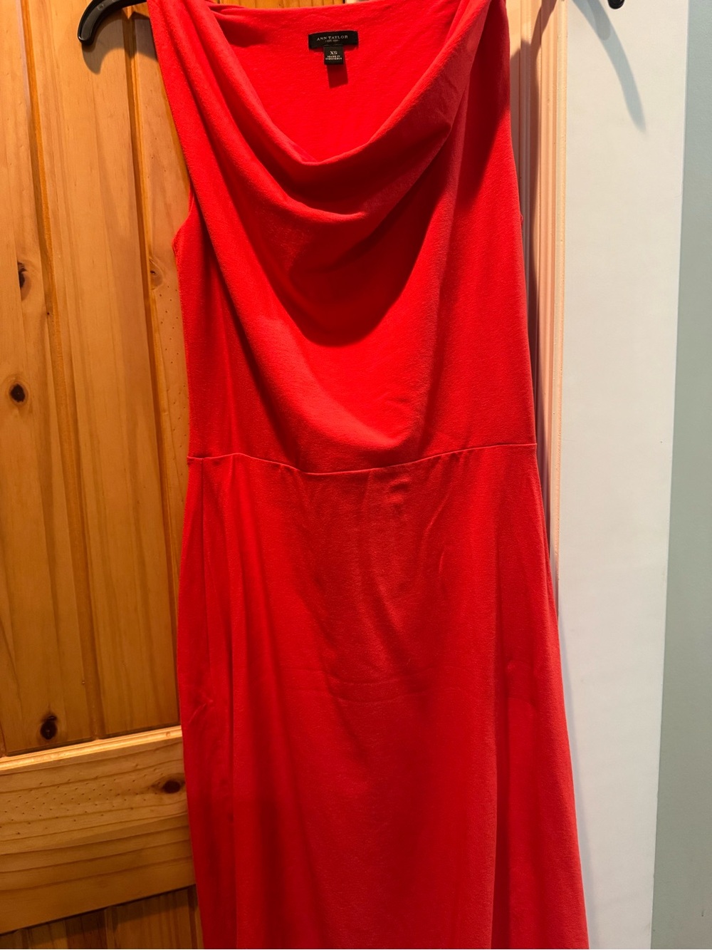 Ann Taylor Red/Orange Sleeveless Cowl Neck Dress